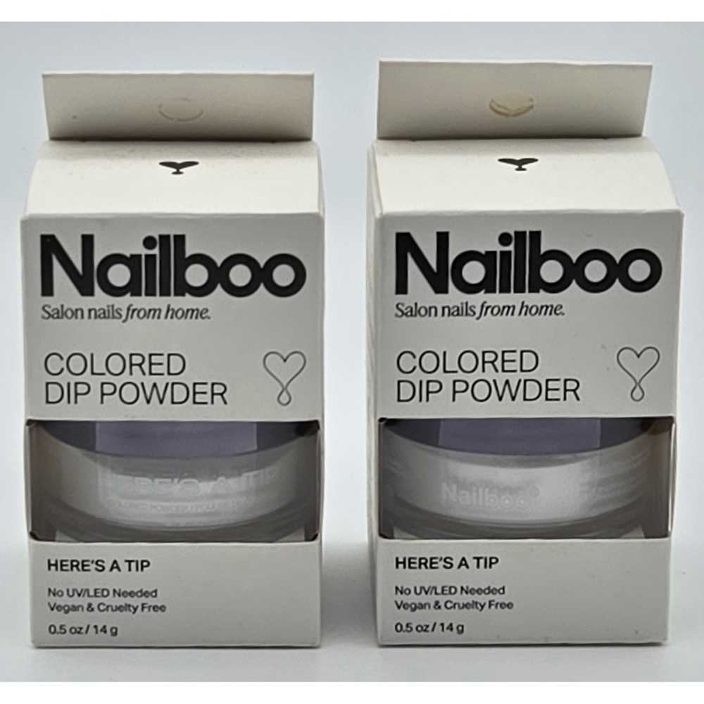 Nailboo Colored Dip Powder 2 Jars Here's A Tip Opaque White Acrylic Nail Gel New